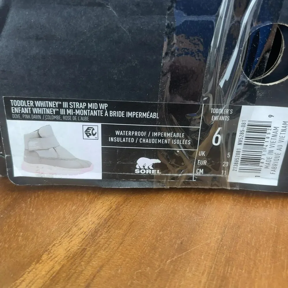 Sorel Toddler Whitney III Strap Mid Boot Children Size 6 Waterproof (Little Kid)